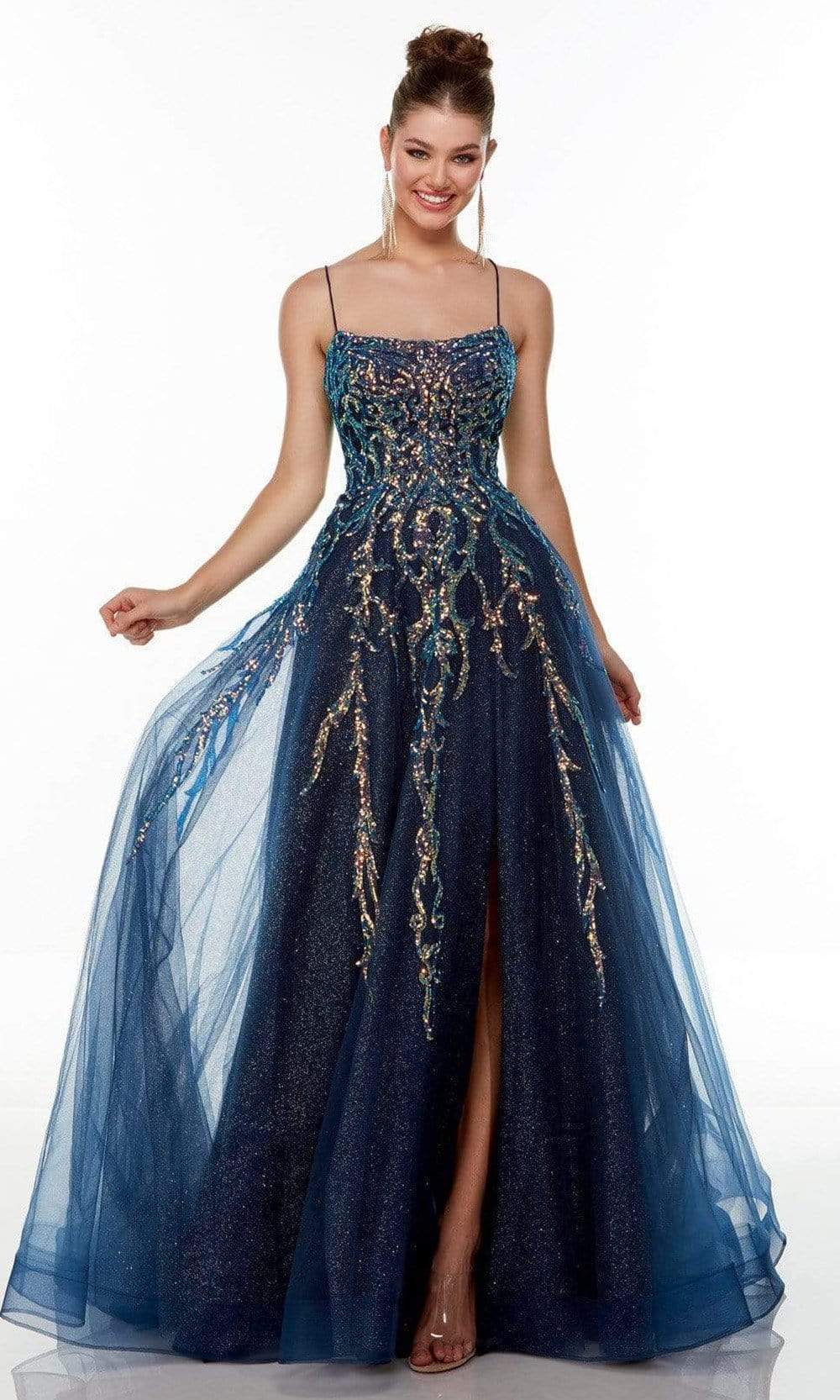 Alyce Paris - 61203 Sleeveless Embellished Ballgown Prom Dresses 000 / Navy