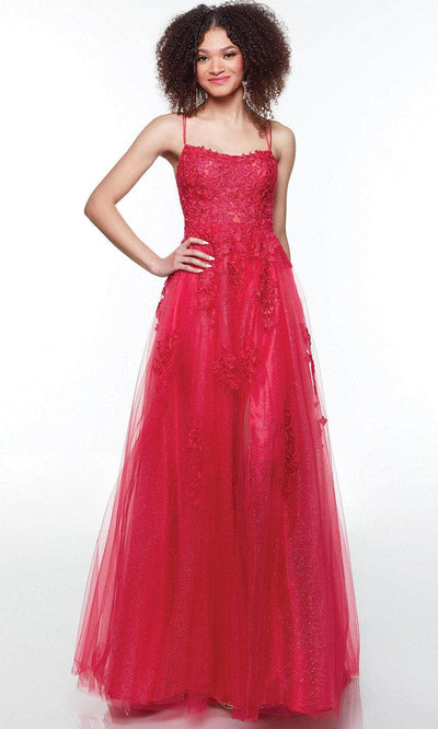 Alyce Paris 61255 - Scoop Neck Tulle Ballgown Special Occasion Dress 000 / Cerise