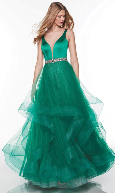 Alyce Paris 61284 - Sleeveless A-Line Long Gown Special Occasion Dress 000 / Emerald