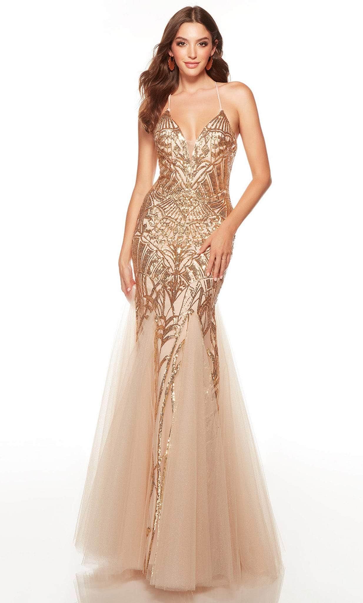 Alyce Paris 61411 - Sleeveless Mermaid Dress Evening Dresses 000 / Gold