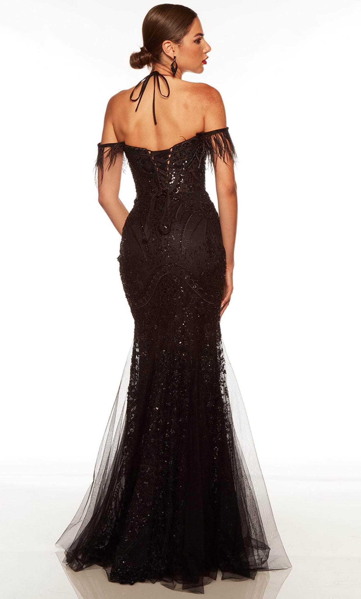 Alyce Paris 61416 - Scoop Neck Trumpet Prom Gown Evening Dresses 8 / Black