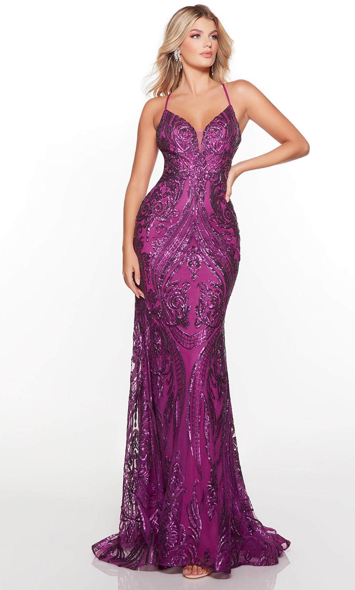 Alyce Paris 61424 - V-Neck Paisley Sequin Prom Gown Special Occasion Dress