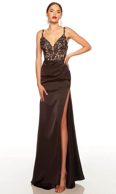 Alyce Paris 61470 - Sleeveless Lace Applique Evening Dress Prom Dresses 000 / Black