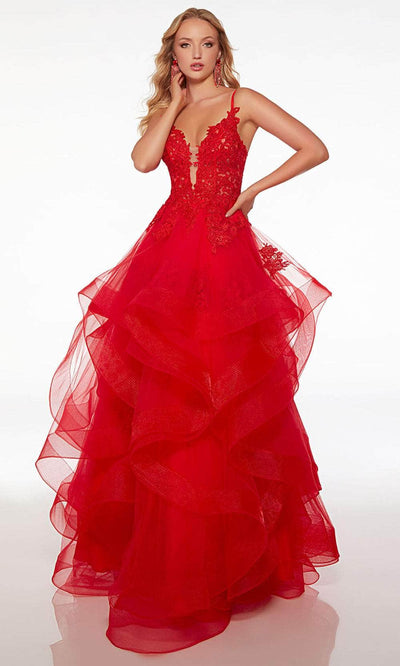 Alyce Paris 61476 - Tiered Tulle Prom Dress Special Occasion Dress 000 / Lipstick