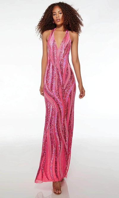 Alyce Paris 61511 - Backless Beaded Prom Gown Special Occasion Dress 000 / Fuchsia