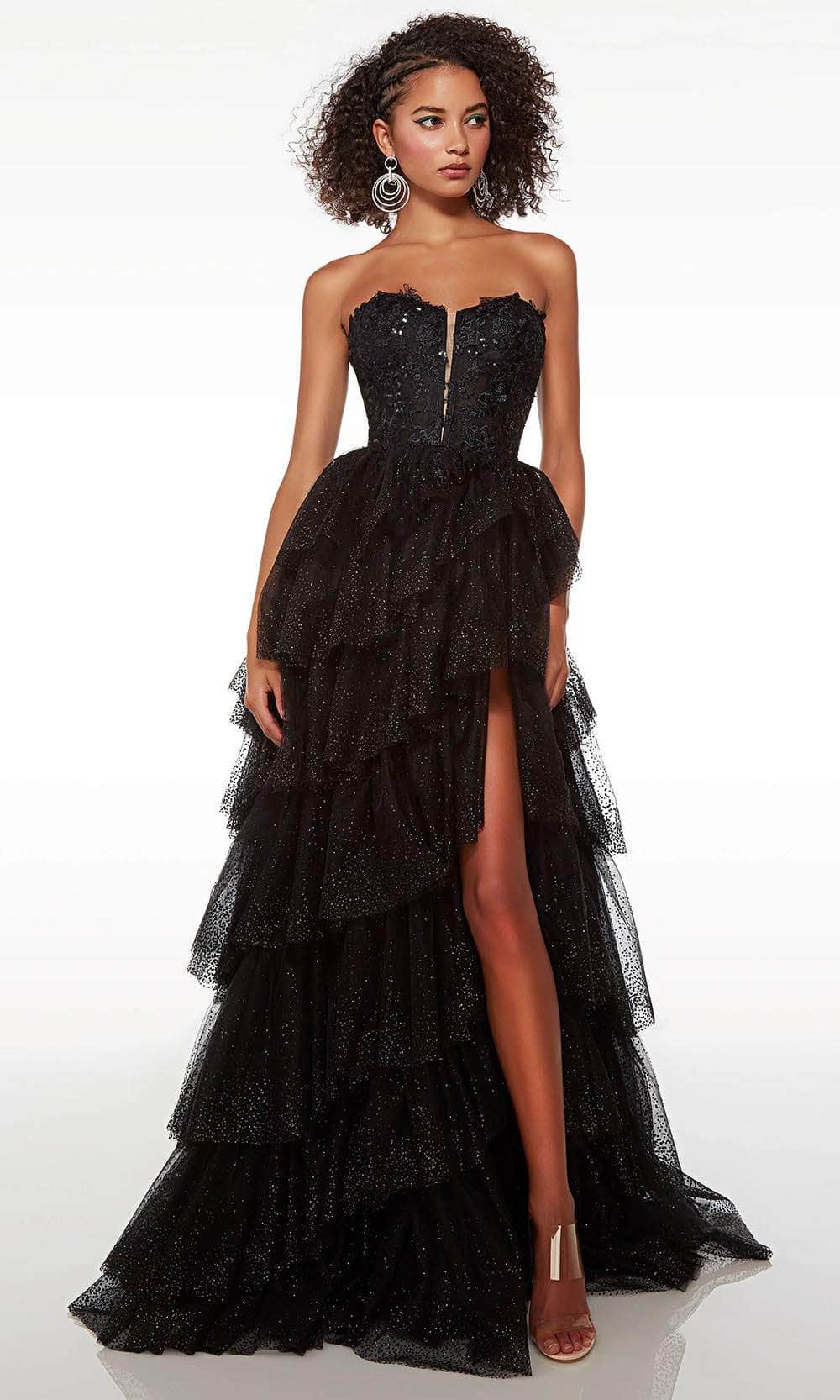 Alyce Paris 61525 - Strapless Ruffled Prom Gown Special Occasion Dress 000 / Black