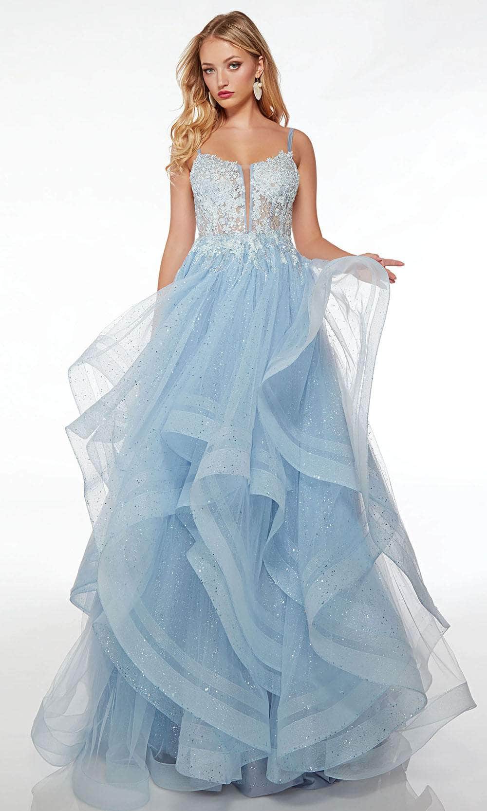Alyce Paris 61543 - Lace Appliqued Ruffled Prom Gown Special Occasion Dresses