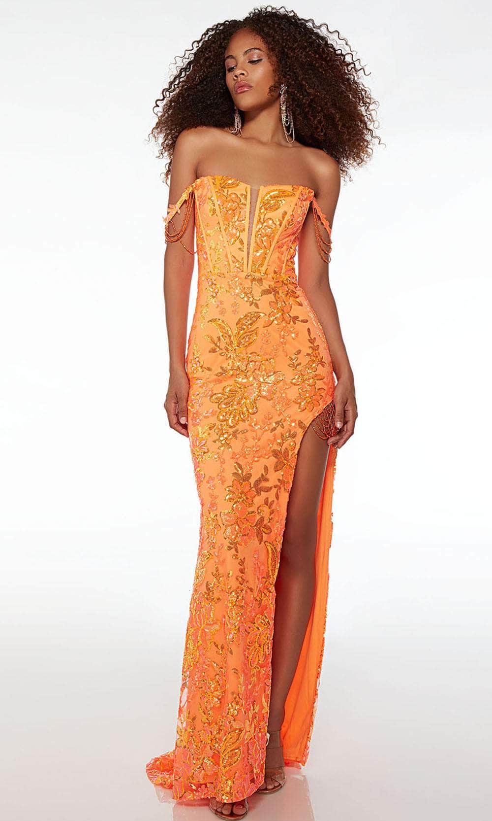 Alyce Paris 61550 - Sequin Embellished Strapless Dress Special Occasion Dress 000 / Bright Orange