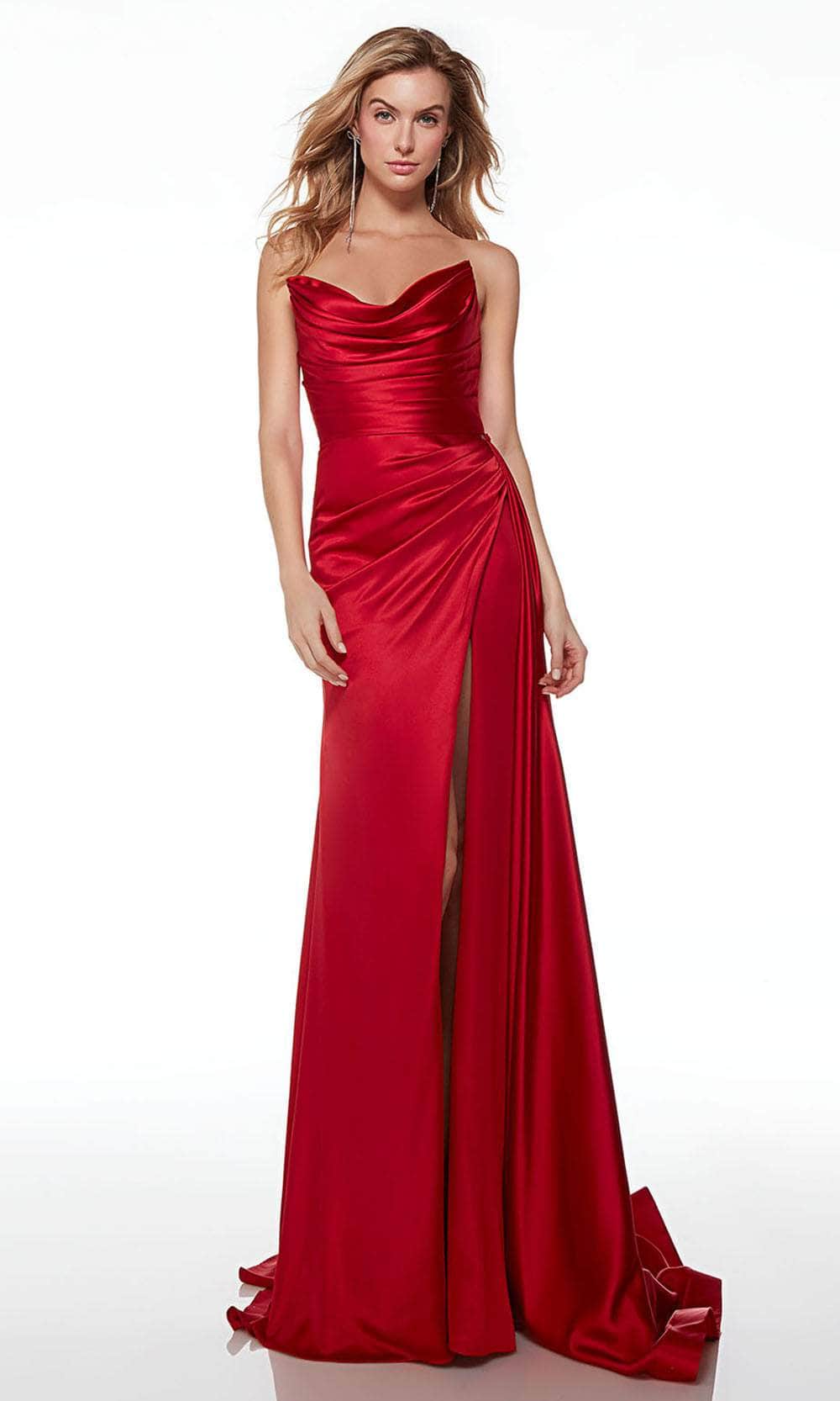 Alyce Paris 61571 - Satin Mermaid Prom Dress Special Occasion Dress 000 / Red