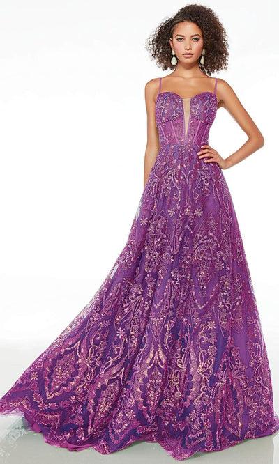 Alyce Paris 61581 - Plunging Sweetheart Prom Gown Special Occasion Dress 000 / Bright Purple