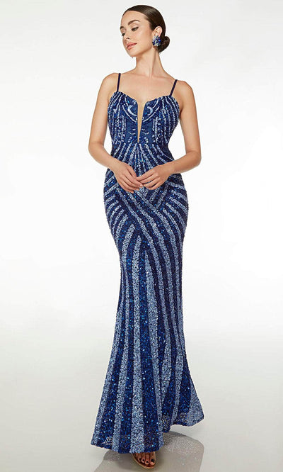 Alyce Paris 61608 - Sequin Plunging Neck Dress Special Occasion Dress 000 / Royal