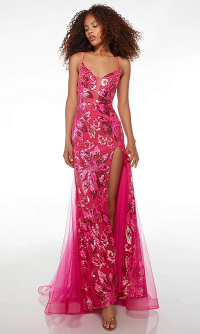 Alyce Paris 61617 - Plunging V-Neck Floral Prom Gown Special Occasion Dresses