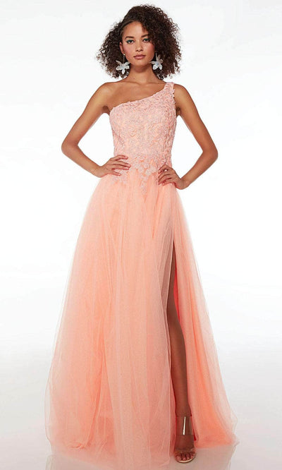 Alyce Paris 61624 - Cutout Lace-Up Back Prom Gown Special Occasion Dress 000 / Neon Coral