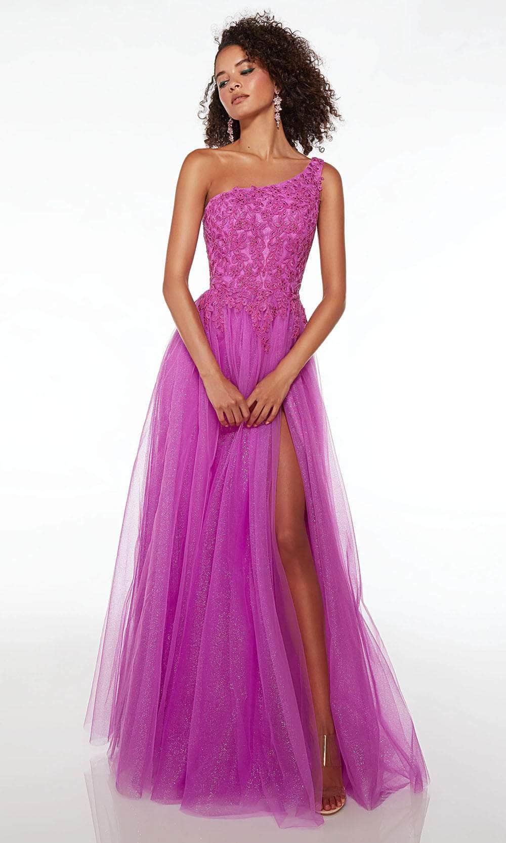 Alyce Paris 61624 - Cutout Lace-Up Back Prom Gown Special Occasion Dress 000 / Neon Magenta