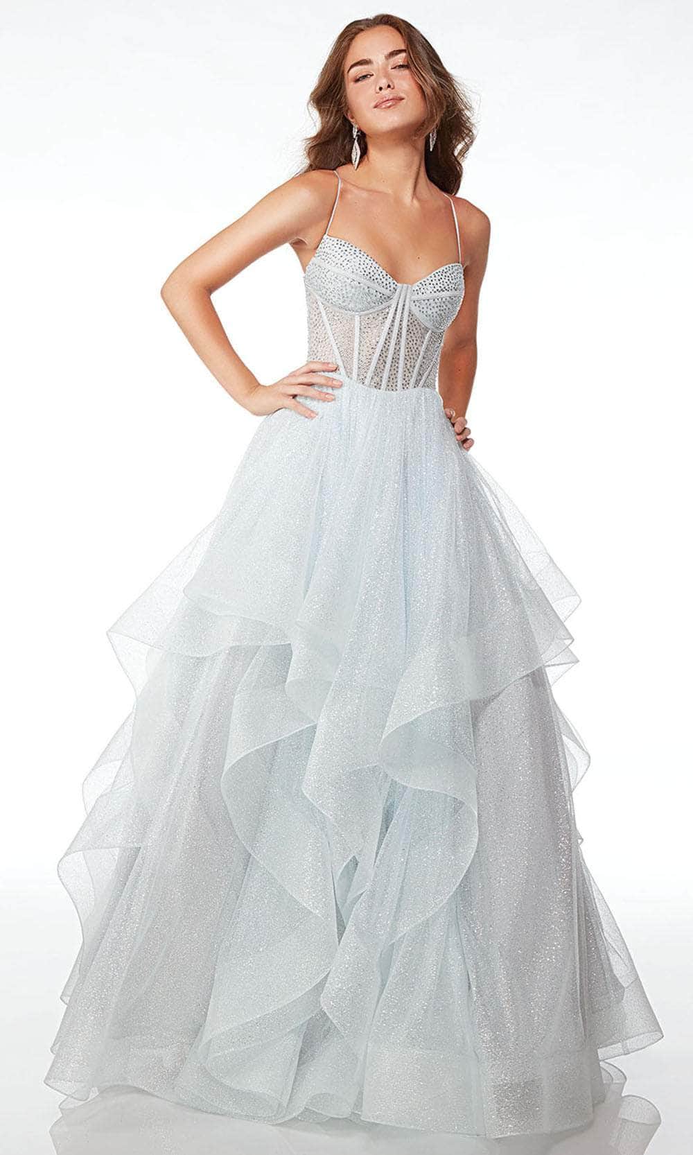 Alyce Paris 61637 - Tiered A-Line Prom Dress Special Occasion Dress 000 / Silver Lake