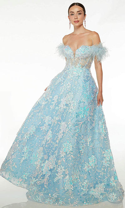 Alyce Paris 61645 - Off-Shoulder Feather Detailed Ballgown Special Occasion Dresses