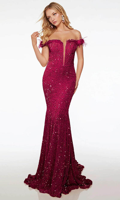 Alyce Paris 61706 - Sequined Mermaid Prom Gown Special Occasion Dress 000 / Raspberry