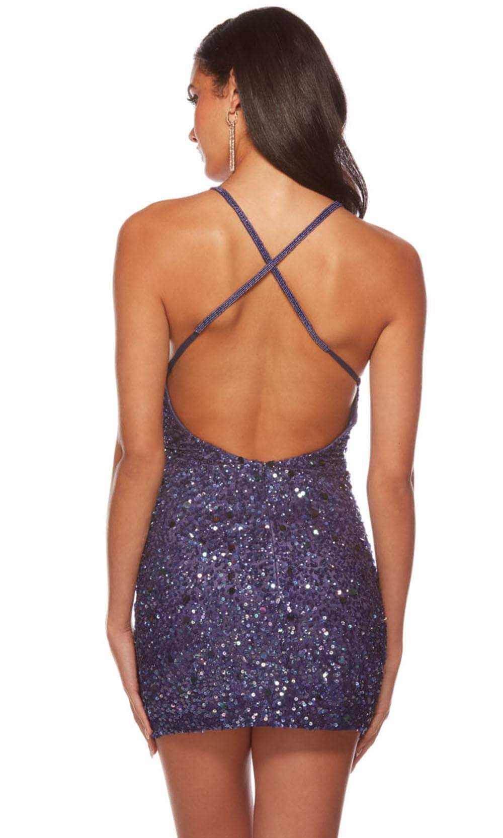 Alyce Paris 84001 - Sequin Ornate Cocktail Dress Grape