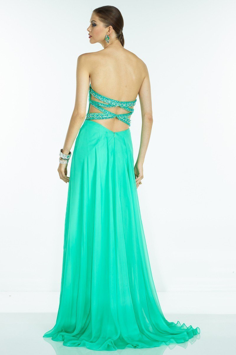 Alyce Paris - 35785 Beaded Pleated Sweetheart Chiffon A-line Dress In Green