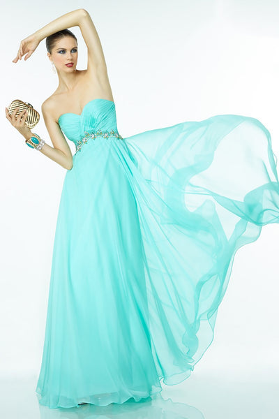 Alyce Paris Jeweled Strapless Ruched Sweetheart A-Line Dress 35811 In Green
