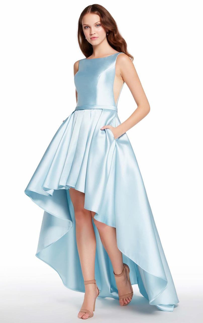 Alyce Paris Bateau Fitted High Low Dress 60114 CCSALE 6 / Ice Blue