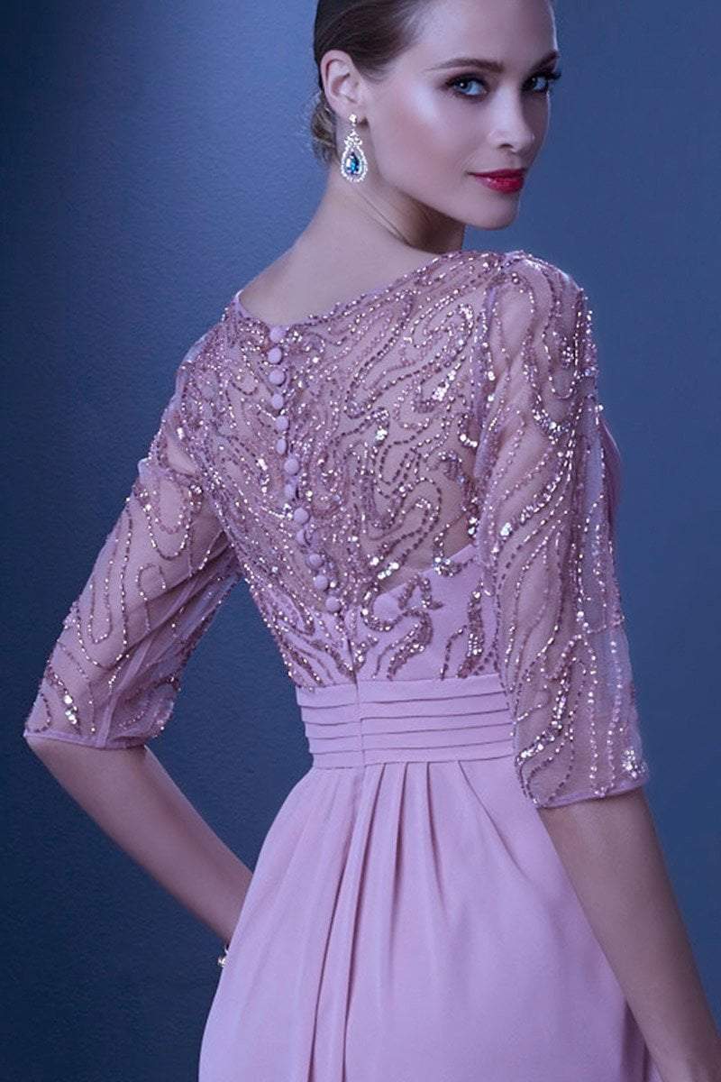 Alyce Paris Embellished Quarter Length Sleeve Ruched Dress 29771 CCSALE 18 / Latte