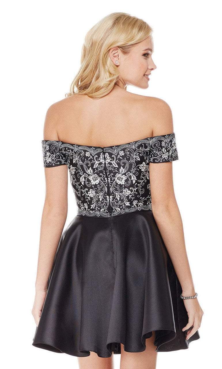 Alyce Paris Embroidered Off Shoulder A-Line Dress 3776 - 1 pc Rosewater in Size 00 Available CCSALE 00 / Rosewater