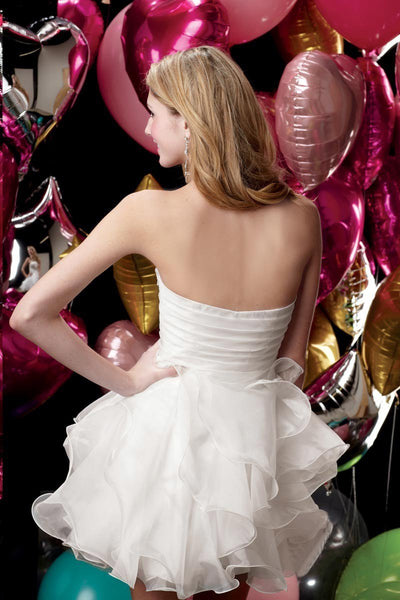 Alyce Paris Flared Ruffles Strapless Cocktail Dress 3545 CCSALE 0 / White