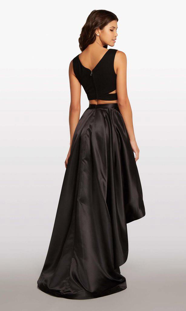 Alyce Paris - 113 Two Piece V-Neck A-Line High Low Dress In Black and Gold