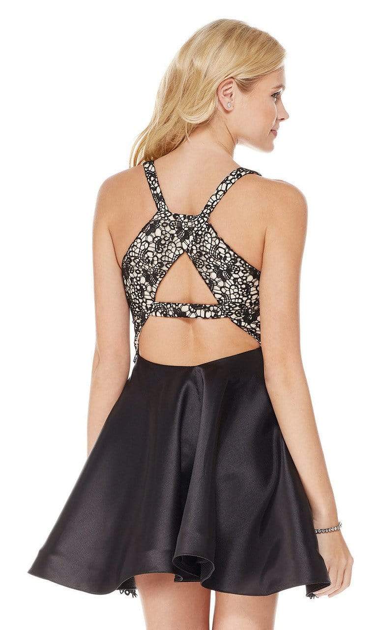Alyce Paris Lace Deep V-neck Mikado A-line Dress 3798 - 1 pc Black/Champagne In Size 6 Available CCSALE 6 / Black/Champagne