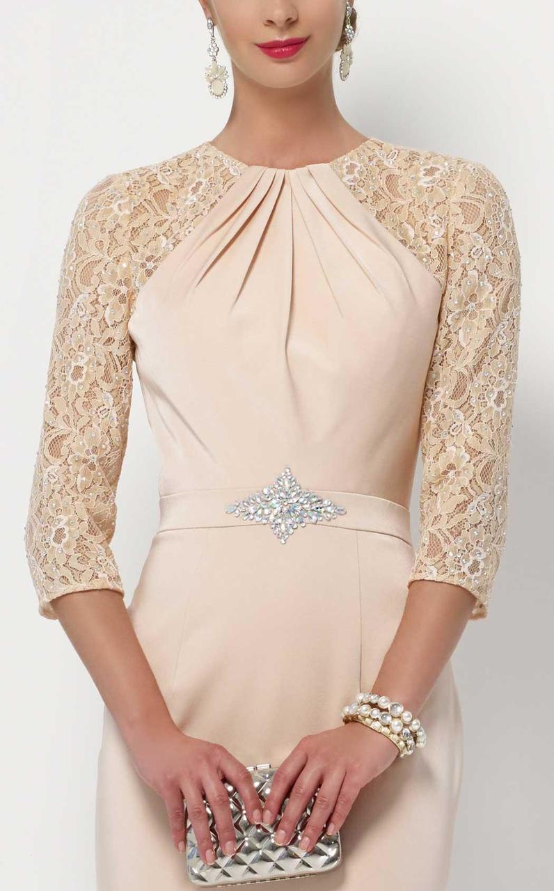 Alyce Paris Long Lace Sleeved Cutout Back Sheath Gown 27156 - 1 pc Rosewater In Size 14 Available CCSALE 14 / Rosewater