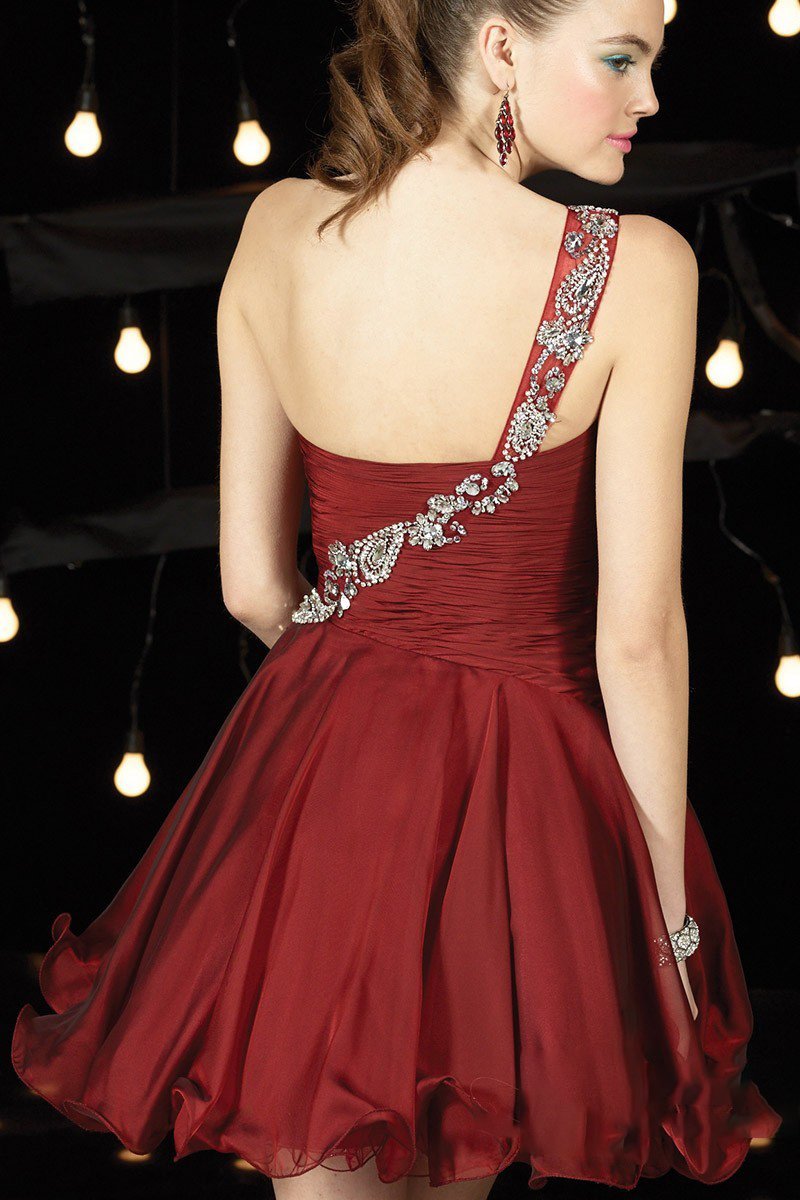 Alyce Paris Single Strap Sweetheart Mini Cocktail Dress 4403 - 1 pc Wine In Size 0 Available CCSALE 0 / Wine