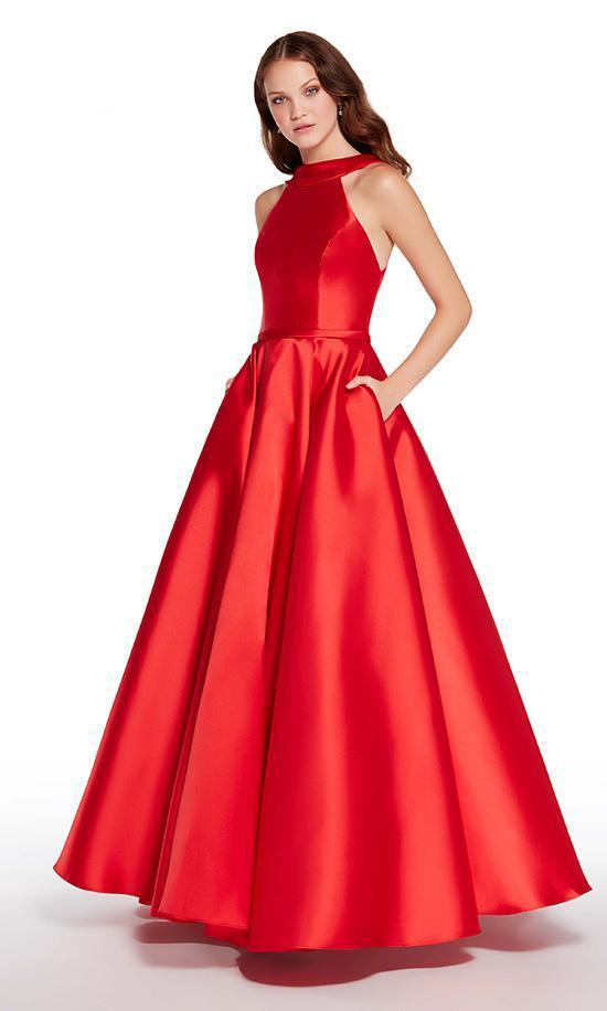 Alyce Paris Sleeveless Halter Mikado A-line Dress 600632 - 1 Pc Diamond White in Size 10 Available CCSALE 10 / Diamond White