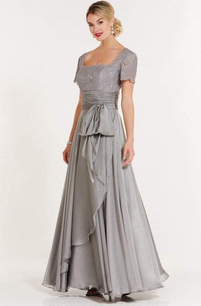 Alyce Paris - Square Neck Lace and Chiffon Gown 29264 CCSALE 10 / Mercury