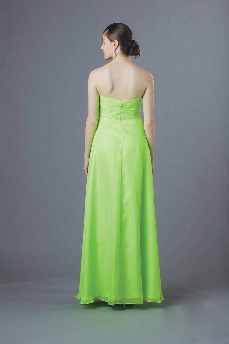 Alyce Paris - Strapless Bejeweled Silky Chiffon Sweetheart Long Gown 35592 Bridesmaid Dresses 000 / Neon Lime