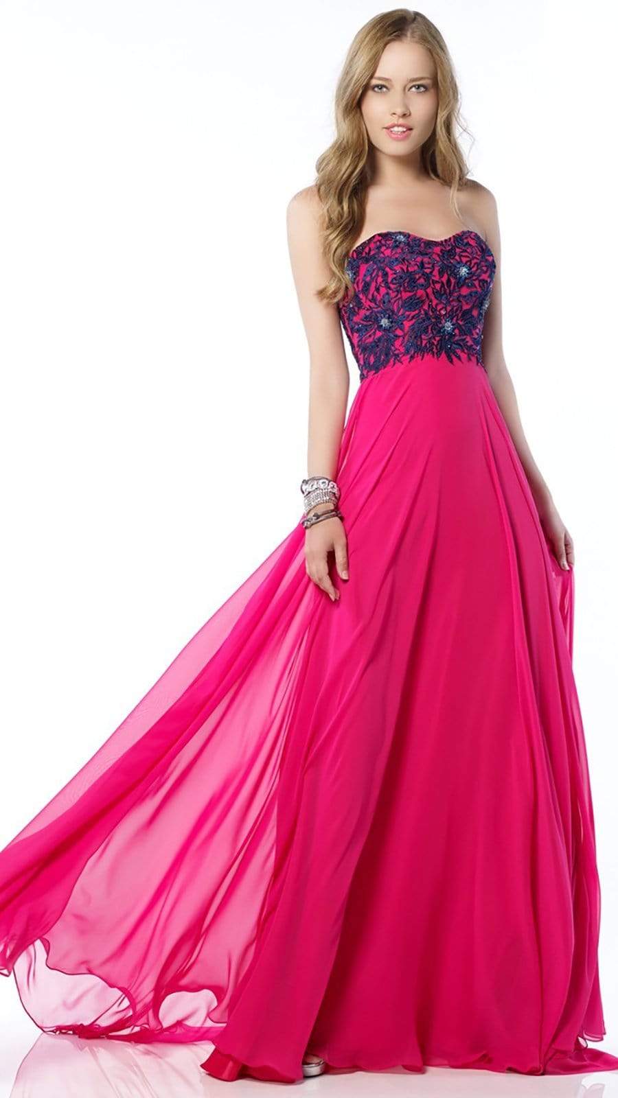 Alyce Paris - Strapless Sweetheart Beaded Embroidered Gown - 1 pc Navy Multi In Size 4 Available CCSALE 4 / Navy Multi