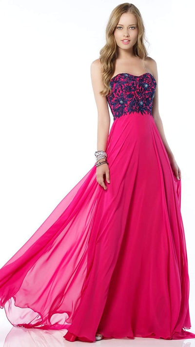 Alyce Paris - Strapless Sweetheart Beaded Embroidered Gown - 1 pc Navy Multi In Size 4 Available CCSALE 4 / Navy Multi