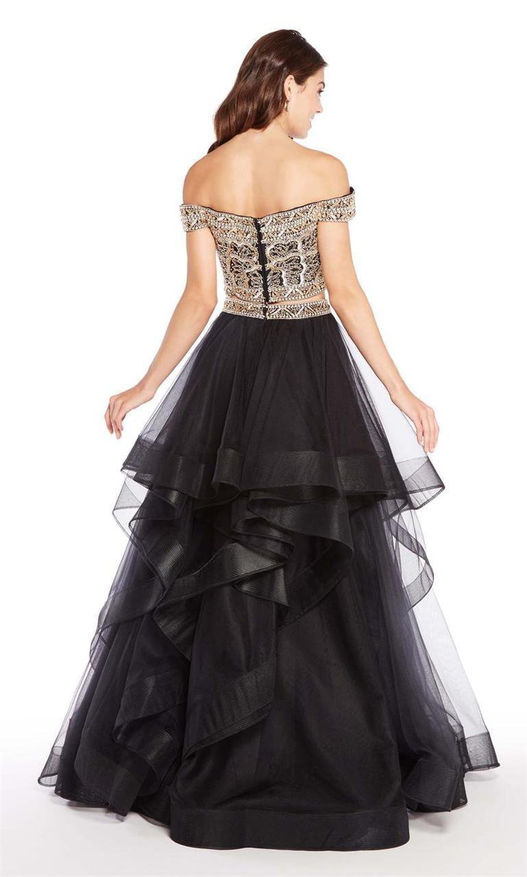 Alyce Paris - 60190 Two-Piece Adorned Off Shoulder Tulle Ballgown in Black