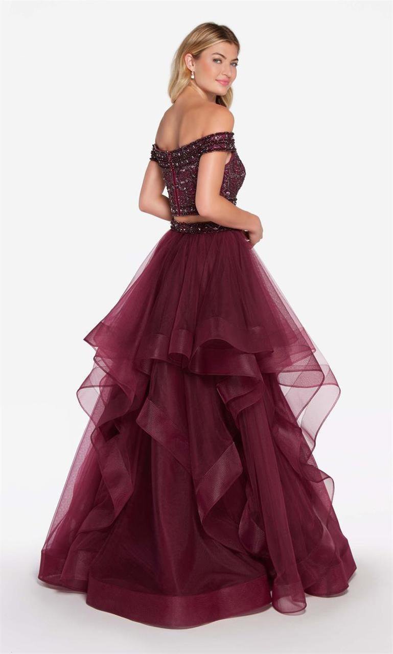 Alyce Paris - 60190 Two-Piece Adorned Off Shoulder Tulle Ballgown in Red