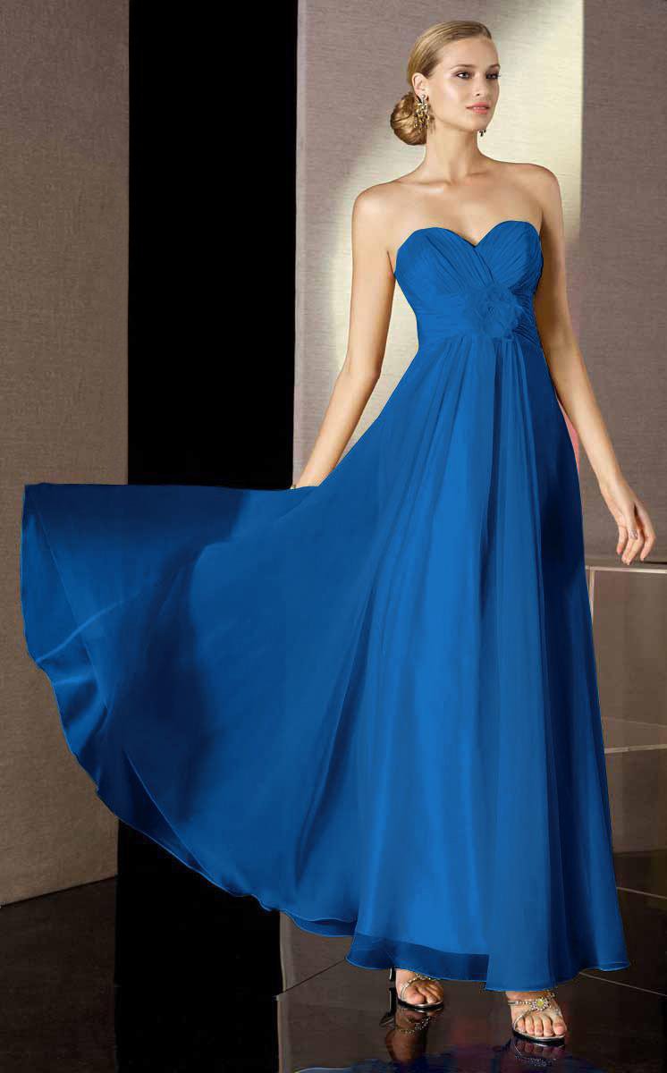 Alyce Paris B'Dazzle - 35500 Strapless Pleated Sweetheart A-Line Gown in Blue