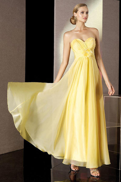 Alyce Paris B'Dazzle - 35500 Strapless Pleated Sweetheart A-Line Gown in Yellow