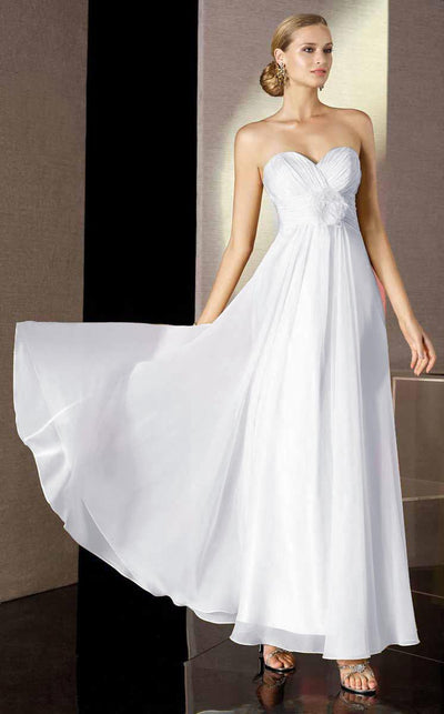 Alyce Paris B'Dazzle - 35500 Strapless Pleated Sweetheart A-Line Gown in White