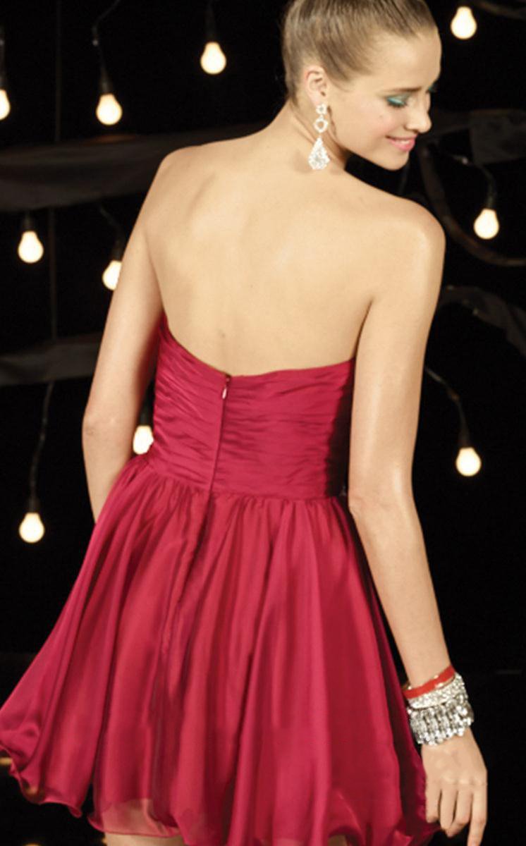 Alyce Paris - 3606 Rhinestone Beaded Waist Cocktail Dress in Red and Purple