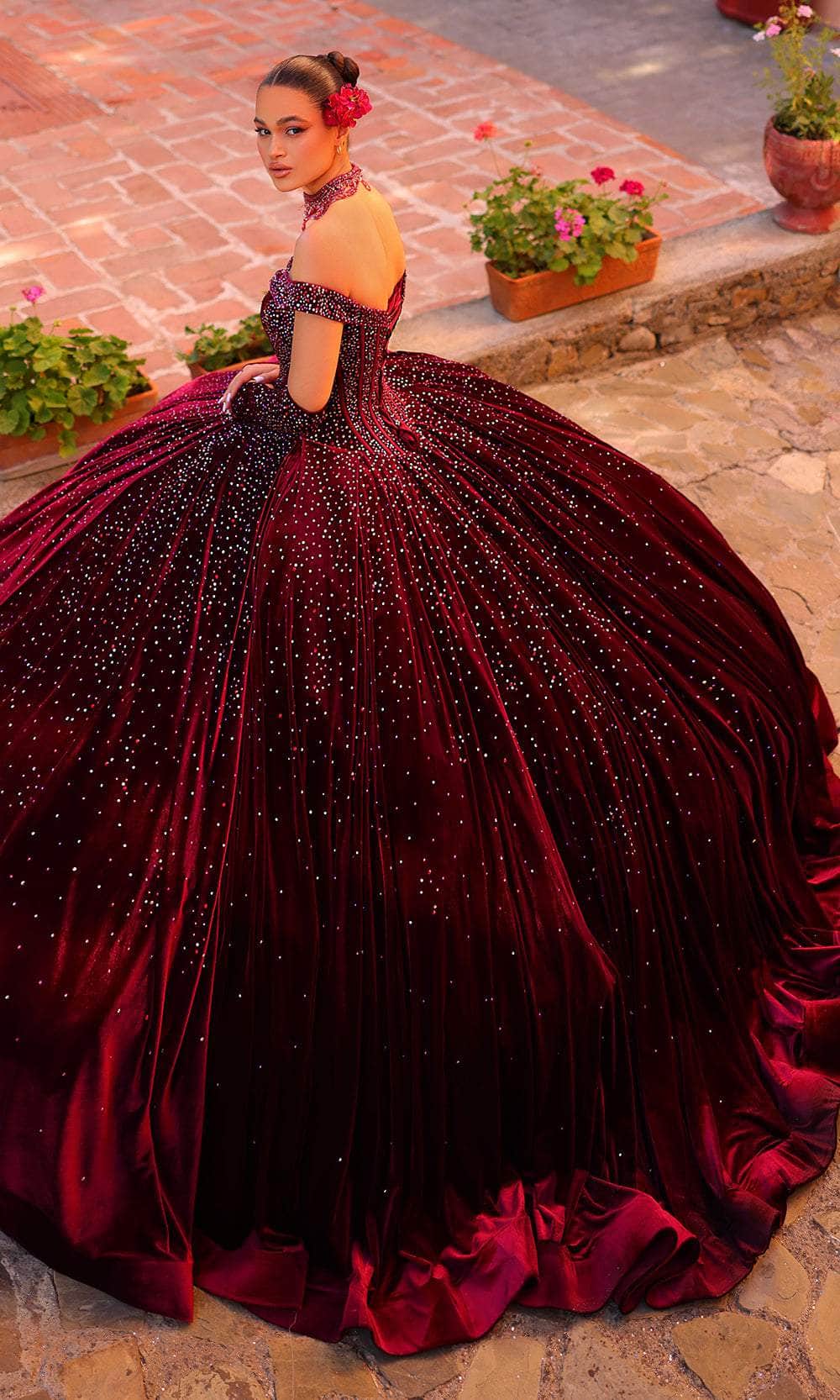 Amarra 54257 - Jeweled Off Shoulder Ballgown Special Occasion Dress