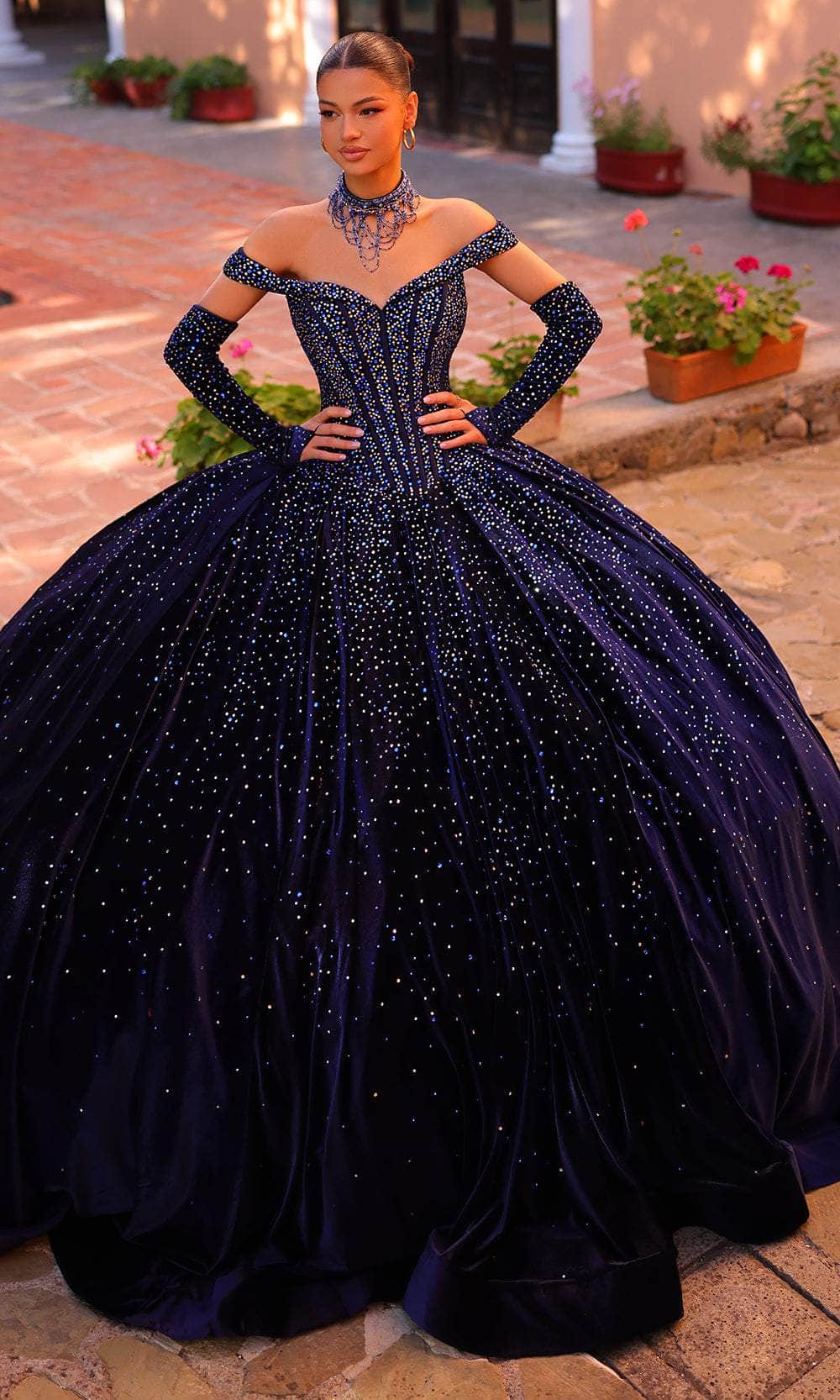 Amarra 54257 - Jeweled Off Shoulder Ballgown Special Occasion Dress