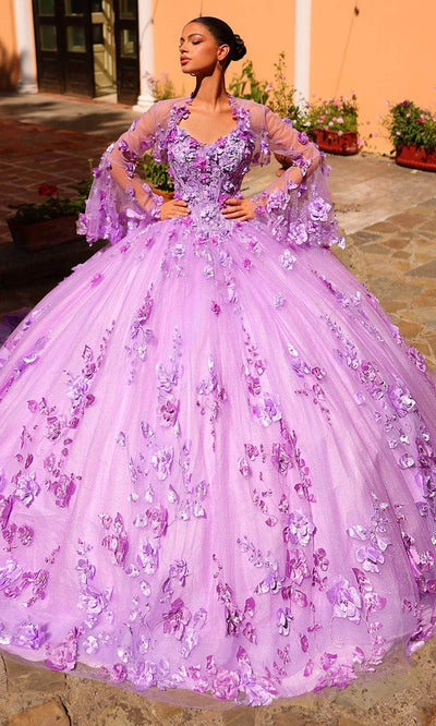 Amarra 54299 - Floral Embellished Ballgown 00 / Lilac
