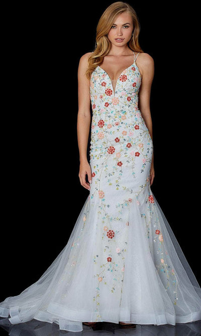Amarra 87238 - Floral Sequin Mermaid Prom Gown Special Occasion Dress 00 / Ivory/Multi