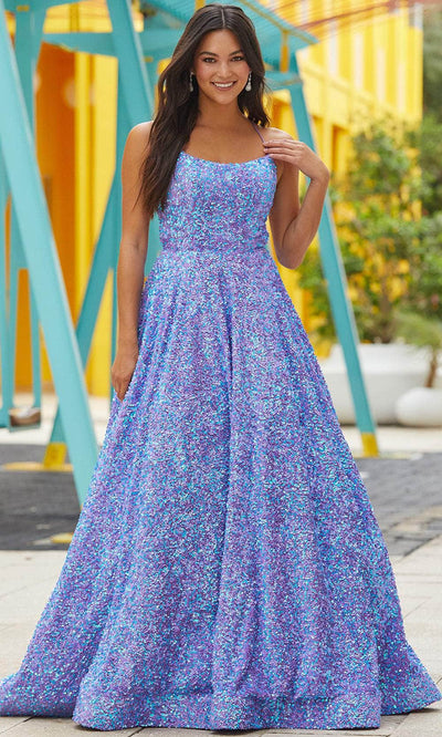 Amarra 88502 - Sequined Sleeveless Prom Gown Special Occasion Dress 00 / Periwinkle