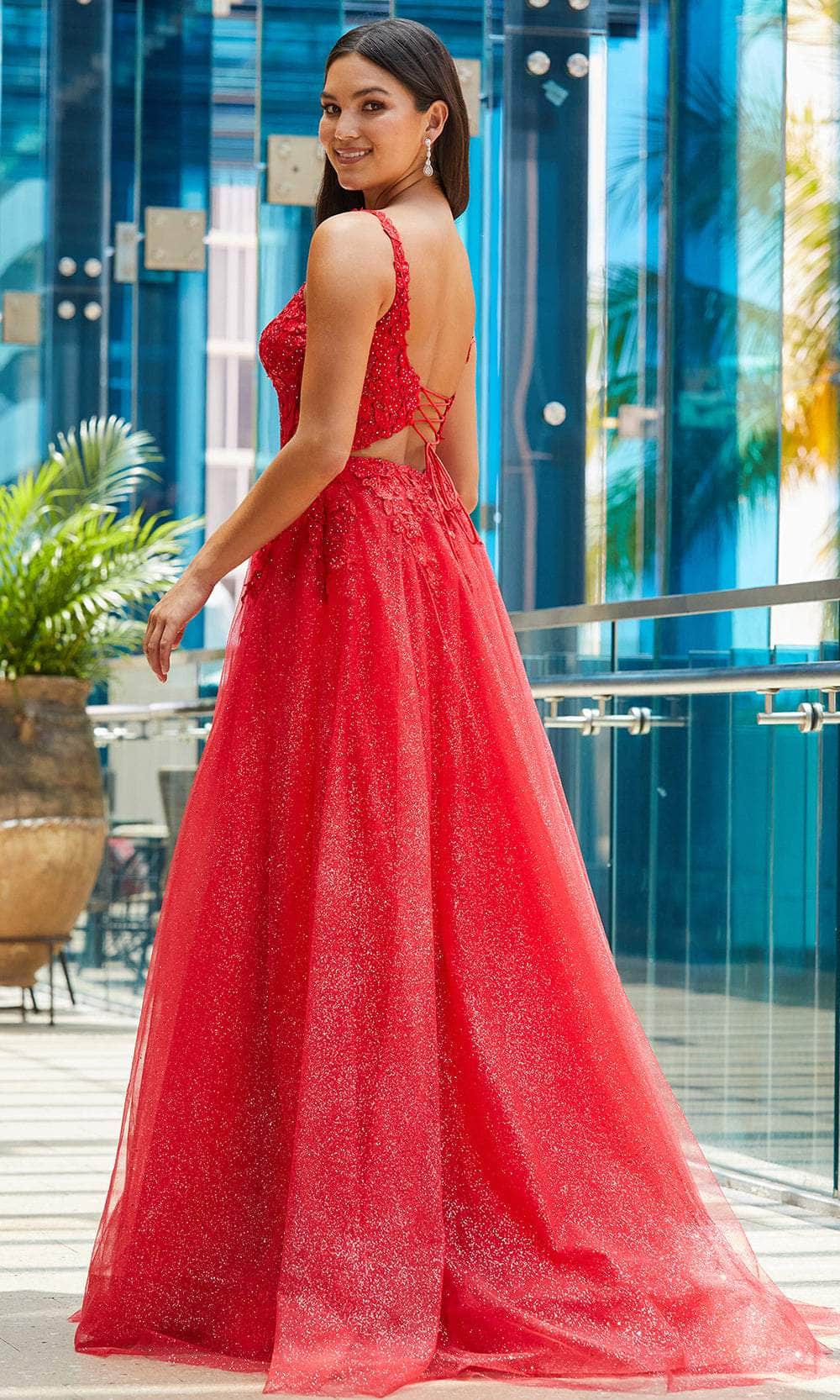 Amarra 88515 - Square Neck Glittery A-line Dress Prom Dresses
