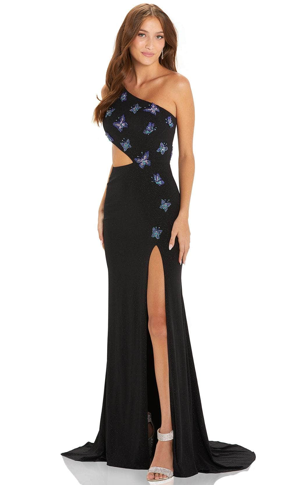 Amarra 88541 - Butterfly-Motif Long Trumpet Gown Evening Dresses 00 / Black